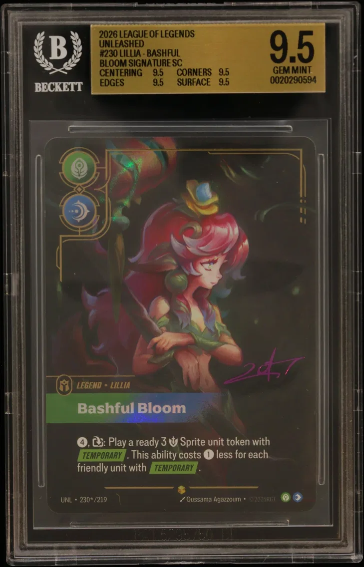 2026 #230* Lillia - Bashful Bloom SIGNATURE SC BGS 9.5 Riftbound: League of Legends TCG Unleashed