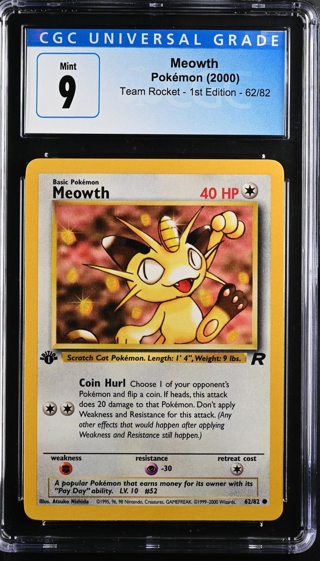 2000 #62 Meowth CGC 9 Team Rocket - 1st Edition - English