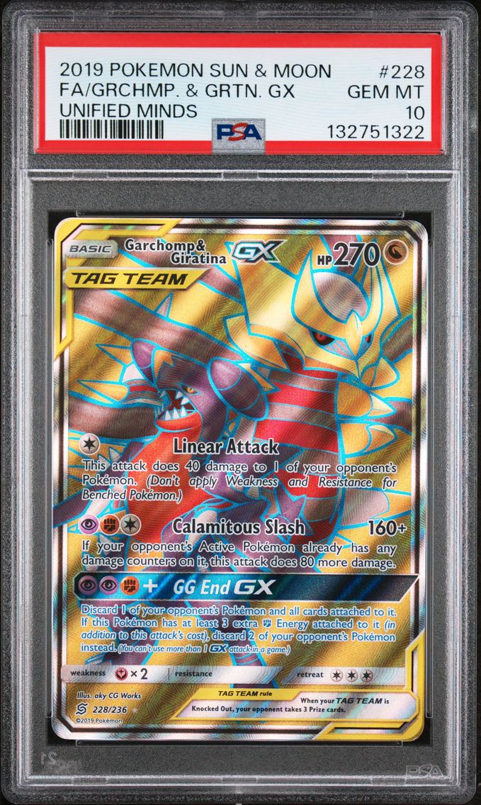 2019 #228 Full Art/Garchomp & Giratina GX PSA 10 Sun & Moon Unified Minds