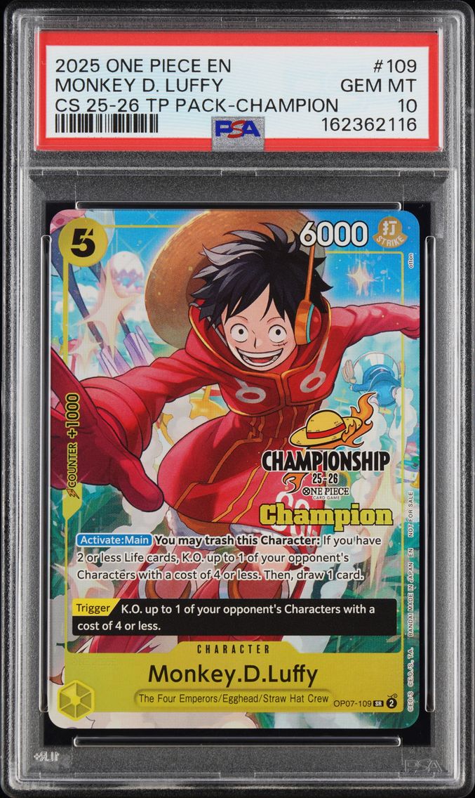 2025 #109 Monkey D. Luffy PSA 10 One Piece Championship 25-26 Top Player Pack