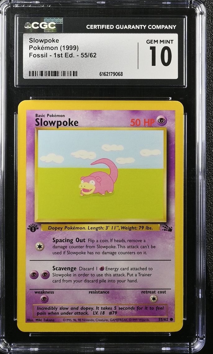 1999 #55 Slowpoke CGC 10 Fossil - 1st Edition - English