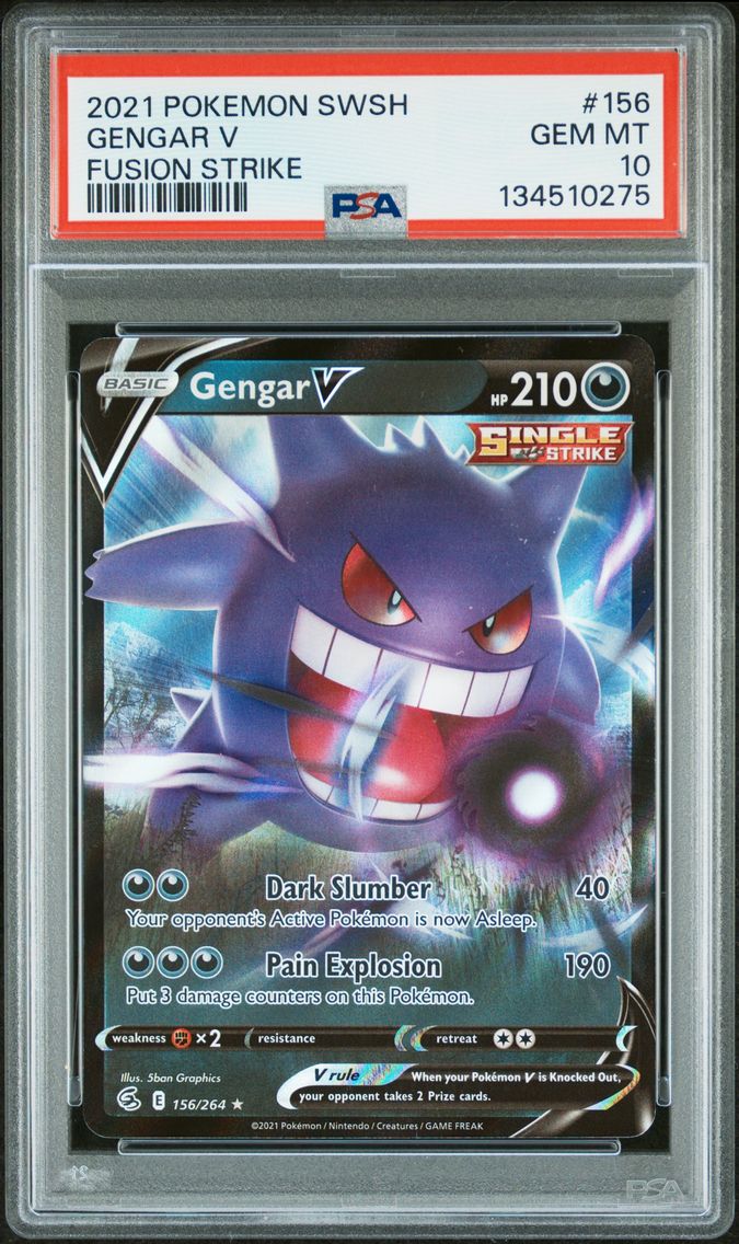 2021 #156 Gengar V PSA 10 Sword & Shield Fusion Strike
