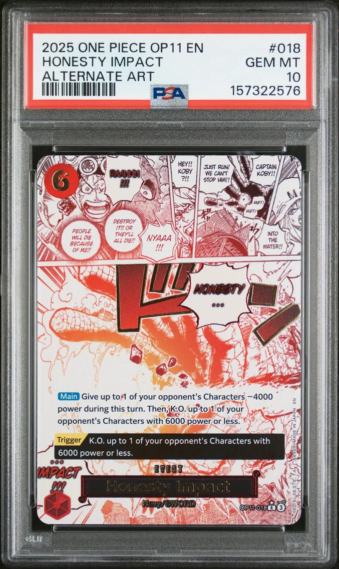2025 #018 Honesty Impact PSA 10 One Piece OP11-A Fist of Divine Speed