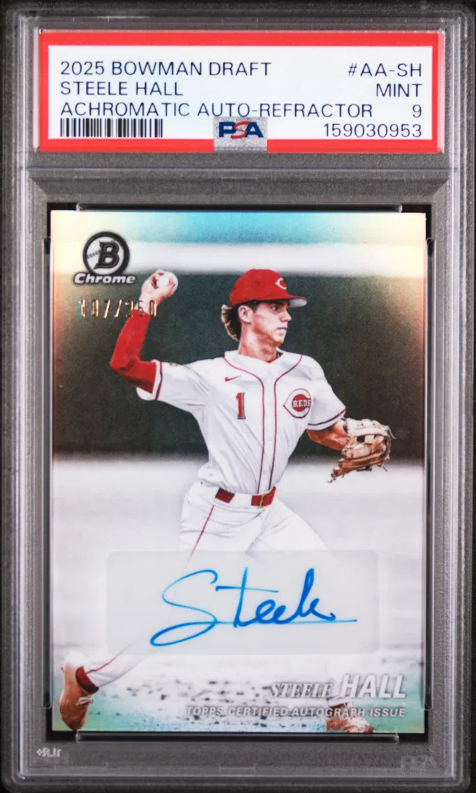 2025 #AA-SH Steele Hall PSA 9 Bowman Draft Achromatic Autographs