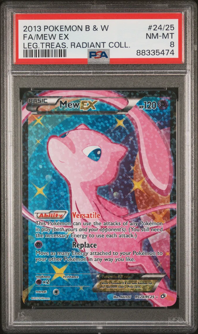 2013 #RC24 Full Art/Mew EX PSA 8 Black & White Legendary Treasures Radiant Collection