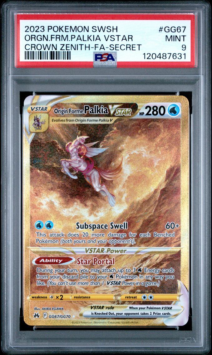 2023 #GG67 Full Art/Origin Forme Palkia Vstar PSA 9 Sword and Shield Crown Zenith