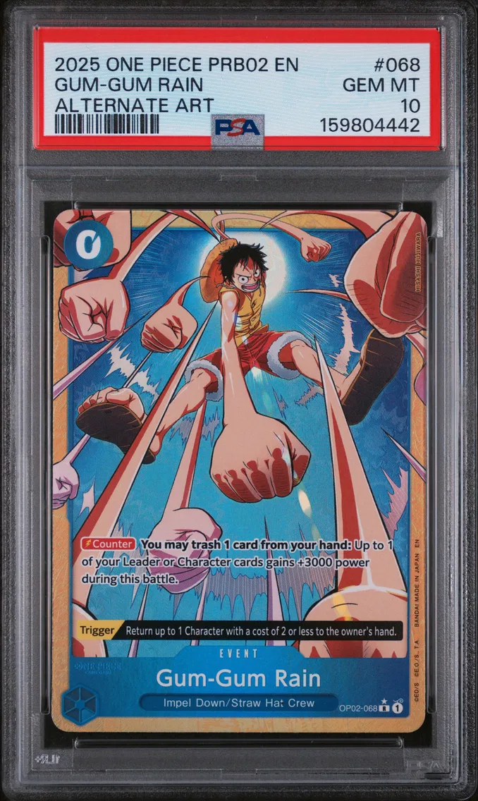 2025 #068 Gum-Gum Rain PSA 10 One Piece PRB02-Premium Booster -One Piece Card the Best- Vol.2