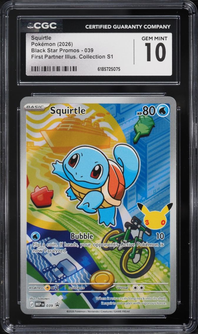 2026 #39 Squirtle CGC 10 Pokemon Mega Evolution Promo First Partner Illustration Full Art