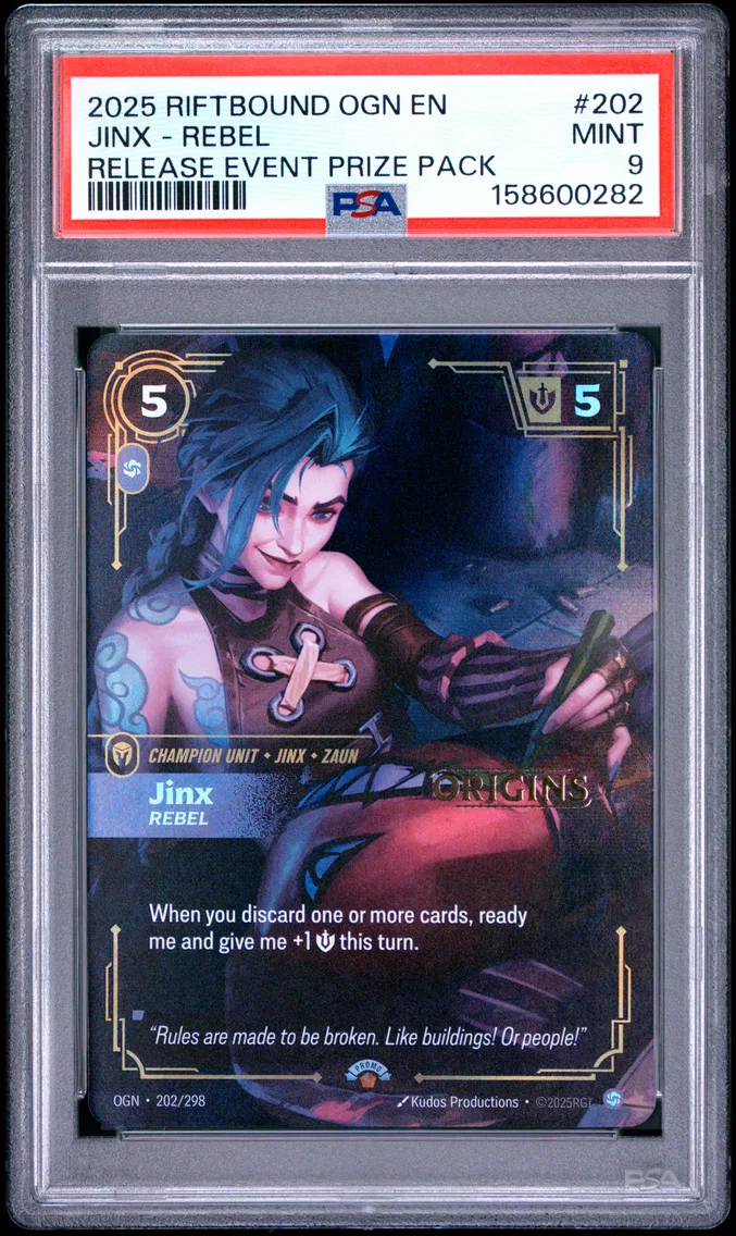 2025 #202 Jinx - Rebel PSA 9 Riftbound: League of Legends Ogn-Origins