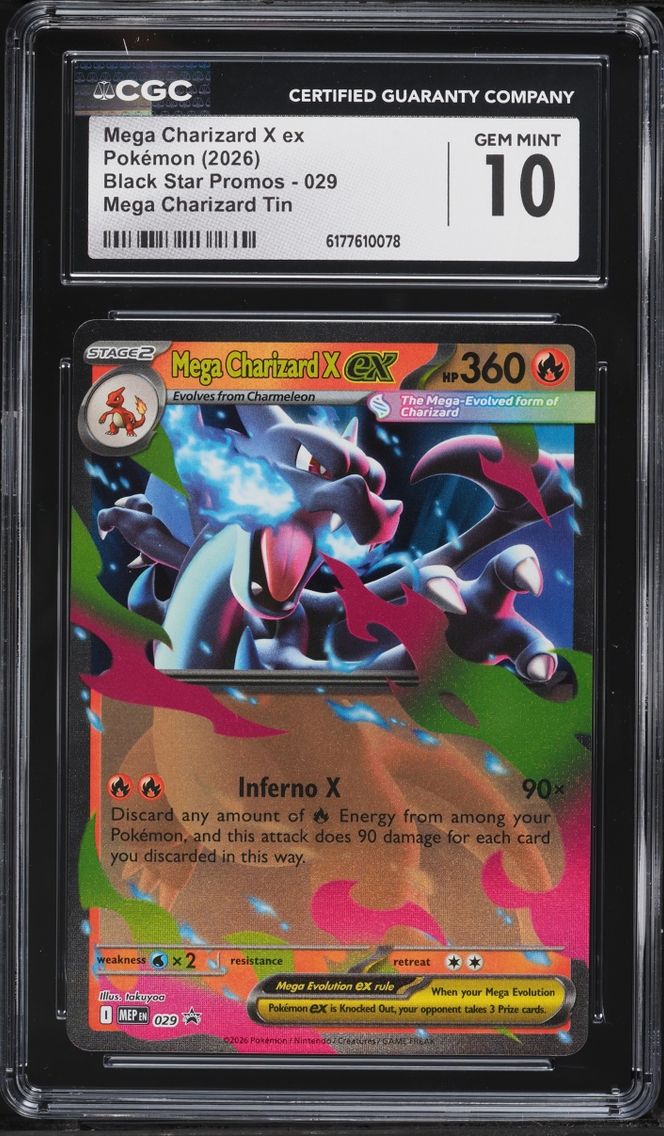 2026 Pokemon Mega Evolution Promo Tin Mega Charizard X EX #29 CGC 10 GEM MINT