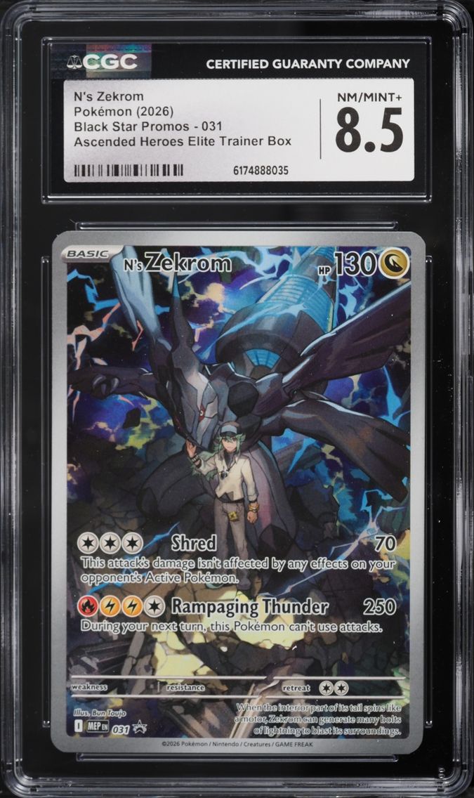 2026 Pokemon Mega Evolution Promo Ascended Heroes ETB Full Art N's Zekrom #31 CGC 8.5
