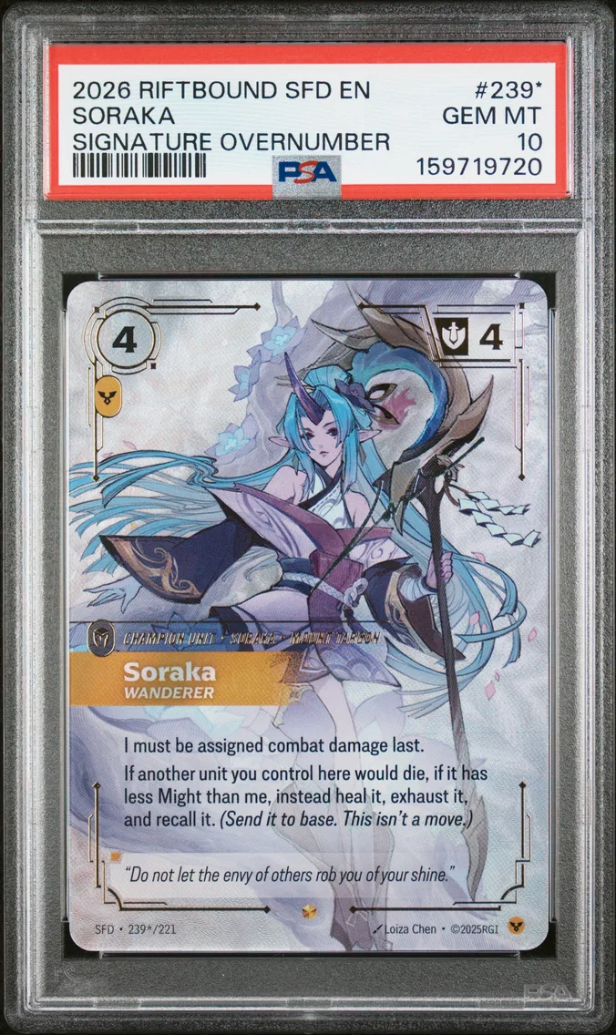 2026 #239* Soraka - Wanderer PSA 10 Riftbound: League of Legends Sfd-Spiritforged