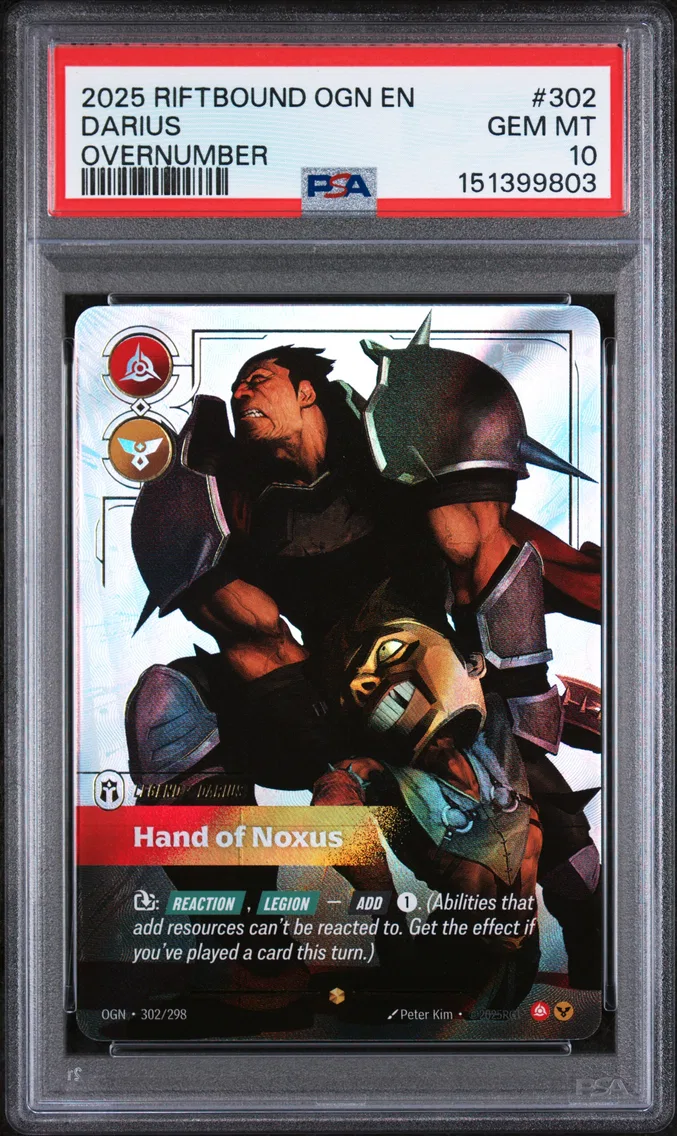 2025 #302 Darius - Hand of Noxus PSA 10 Riftbound: League of Legends Ogn-Origins