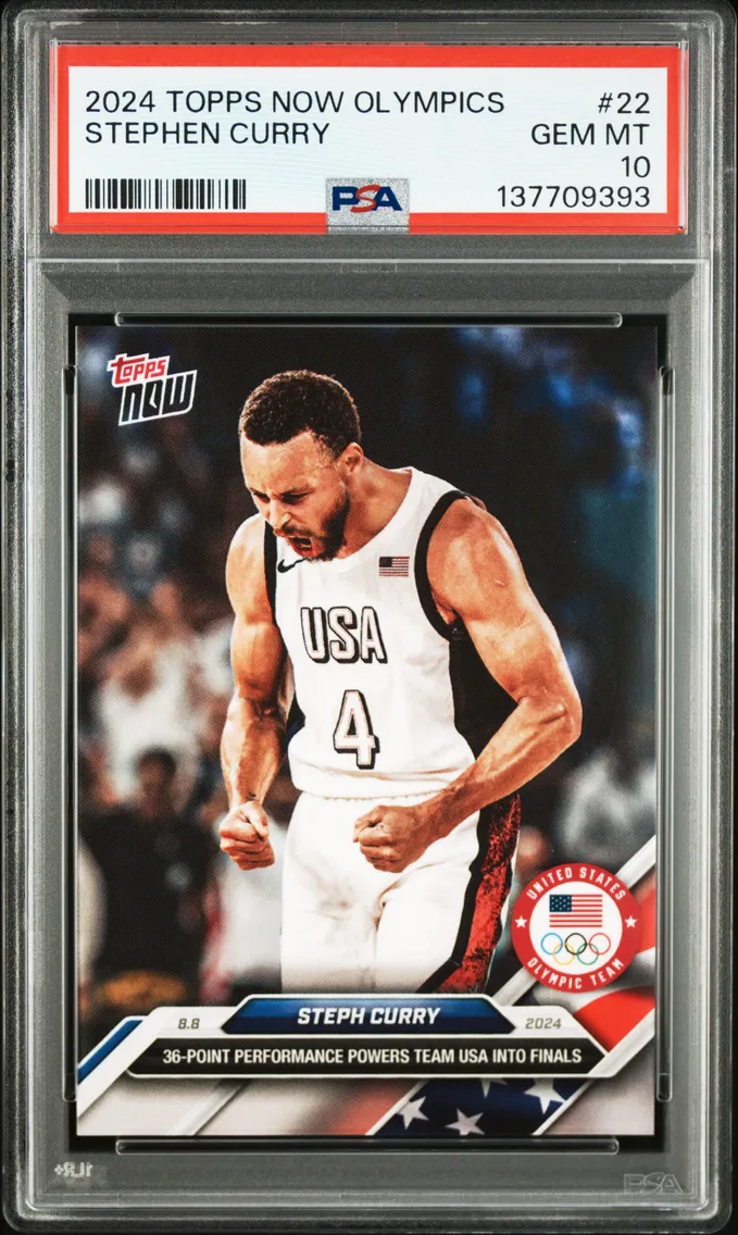 2024 #22 Steph Curry PSA 10 Topps Now Olympic Games