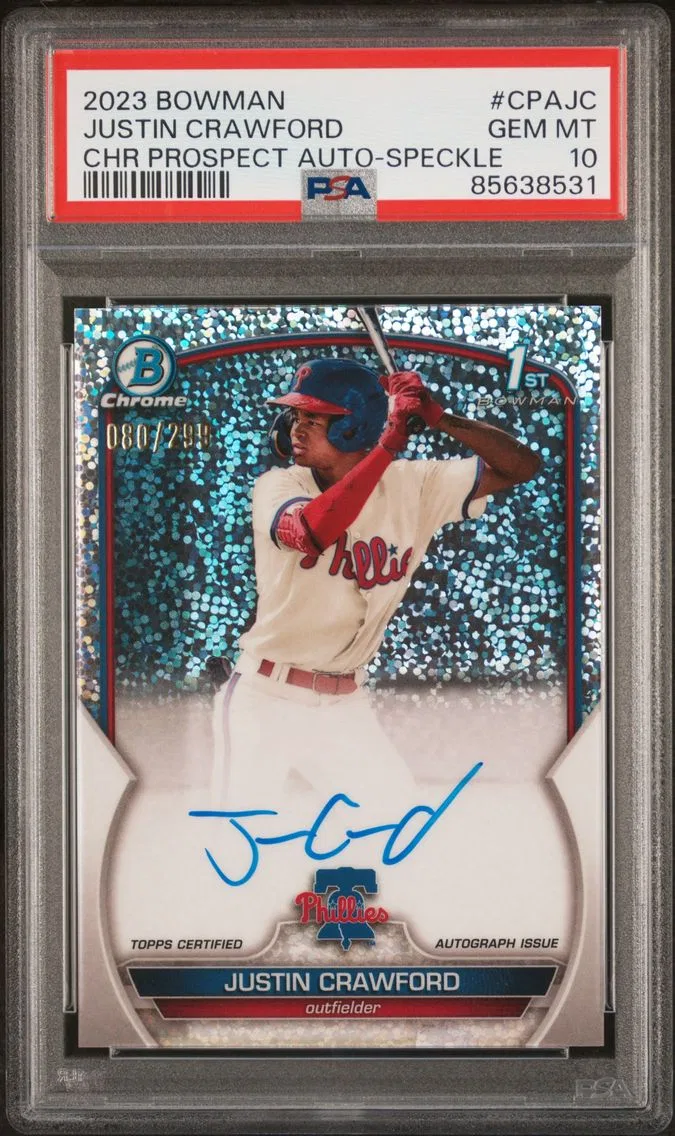 2023 #CPAJC Justin Crawford PSA 10 Bowman Chrome Prospect Autographs