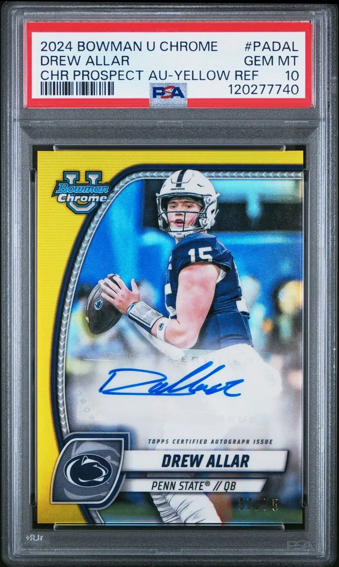2024 #PADAL Drew Allar PSA 10 Bowman University Chrome Bowman Chrome Prospect Autographs