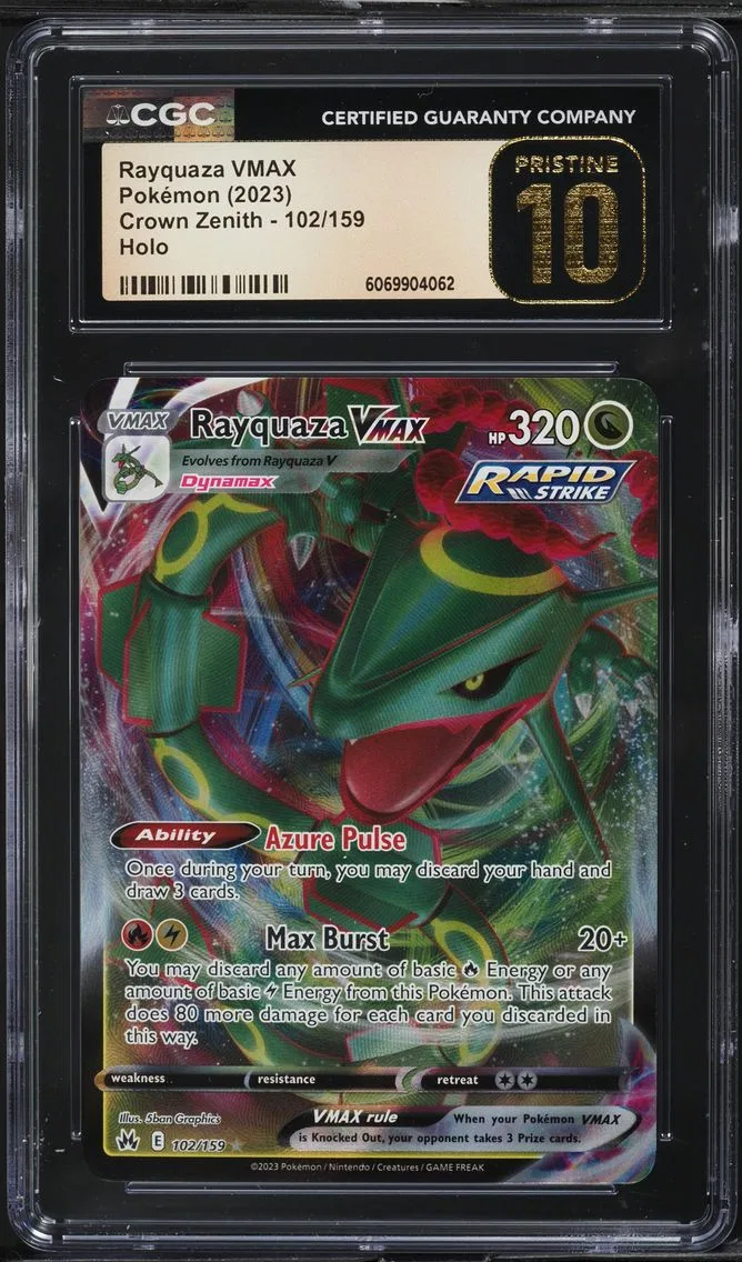 2023 #102 Full Art/Rayquaza Vmax CGC 10 Pristine Sword and Shield Crown Zenith Pokemon