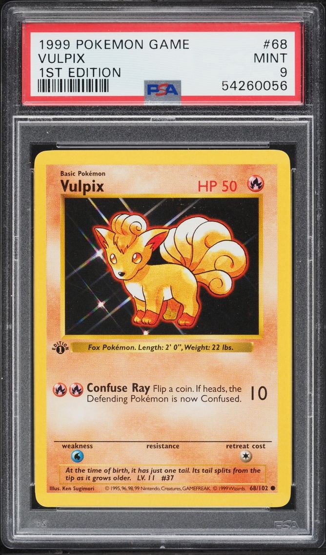 1999 Pokemon Base Set Shadowless 1st Edition Vulpix #68 PSA 9 MINT