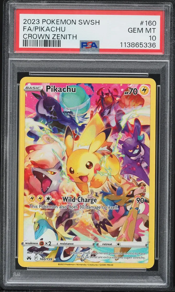 2023 #160 Full Art/Pikachu PSA 10 Sword and Shield Crown Zenith Pokemon