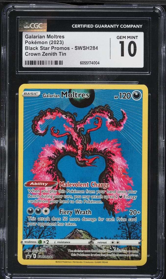 2023 #284 Galarian Moltres CGC 10 Swsh Black Star Promo Pokemon