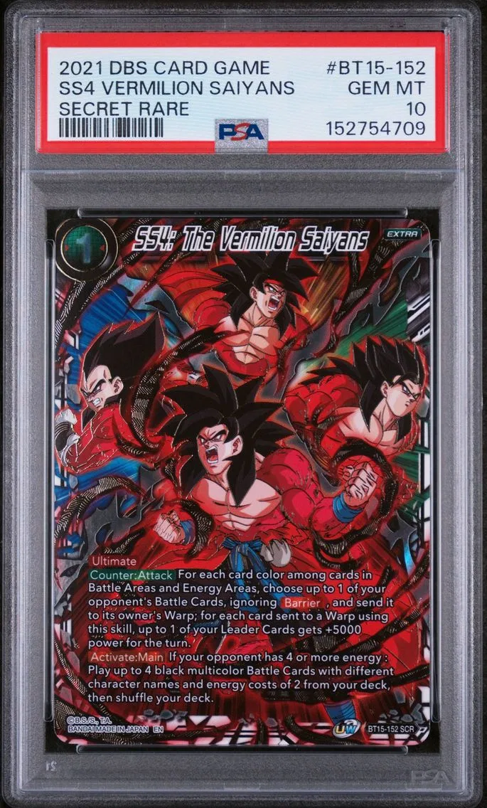 2021 #BT15-152 SS4: the Vermilion Saiyans PSA 10 Dragon Ball Super Card Game Series 15 Saiyan Showdown