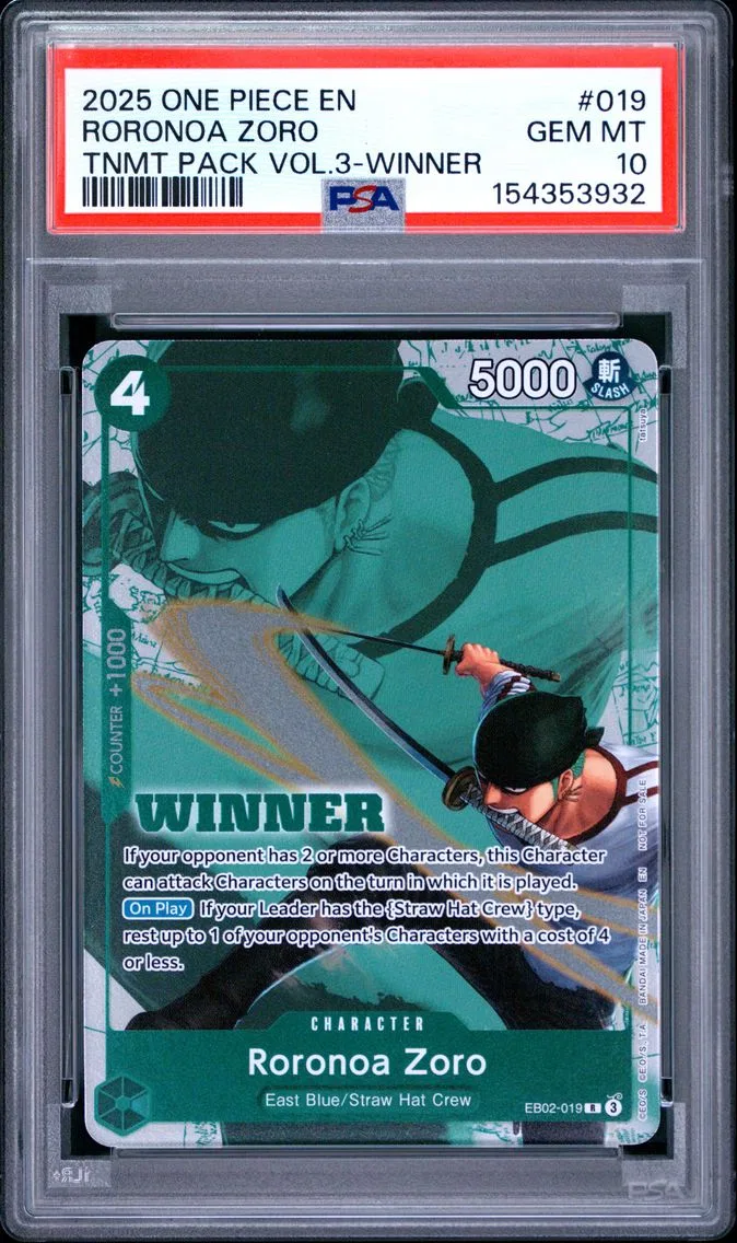 2025 #019 Roronoa Zoro PSA 10 One Piece Tournament Pack Vol.3