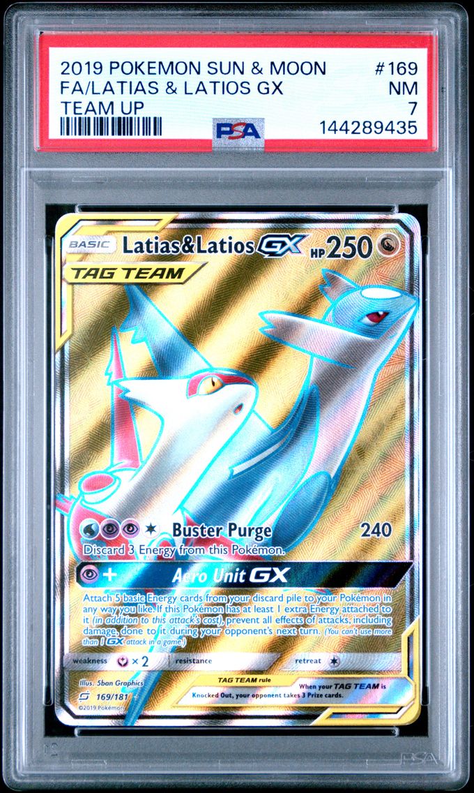 2019 #169 Full Art/Latias & Latios GX PSA 7 Sun & Moon Team Up Pokemon