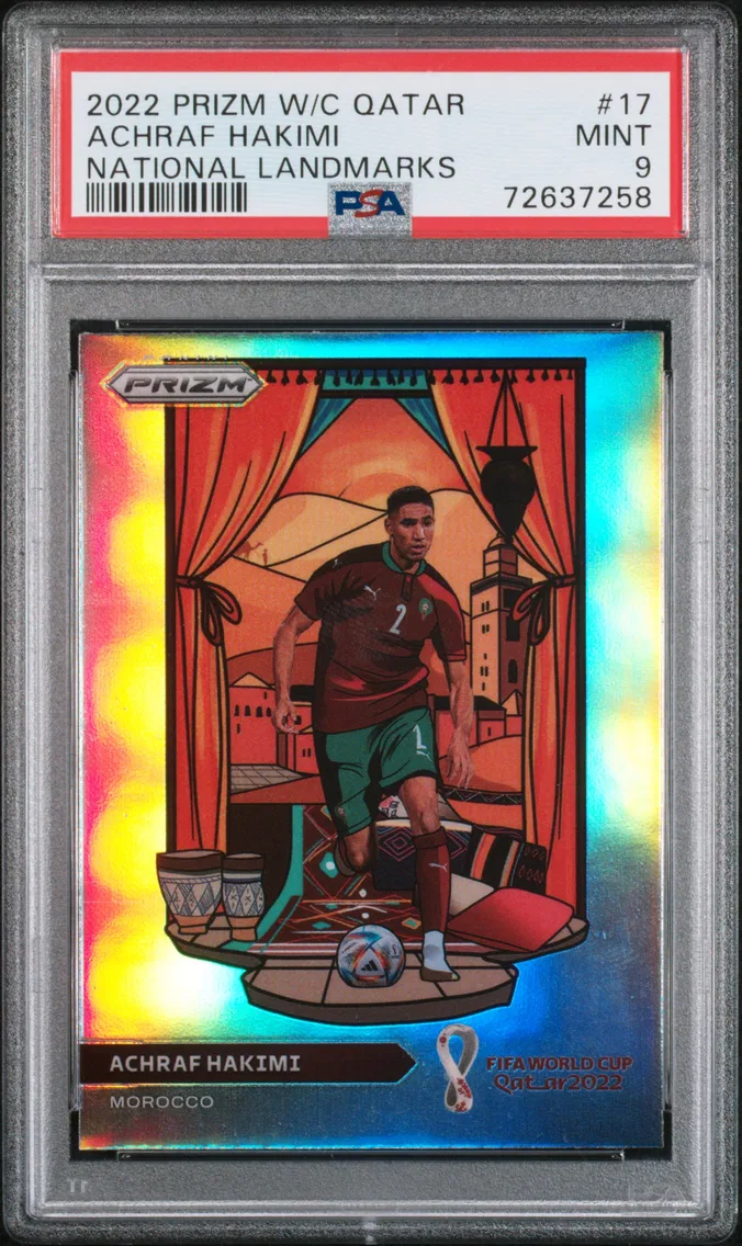 2022 #17 Achraf Hakimi PSA 9 Panini Prizm World Cup Qatar National Landmarks