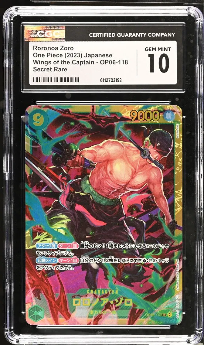 2023 #OP06-118 Roronoa Zoro CGC 10 Wings of the Captain (OP06) - Japanese