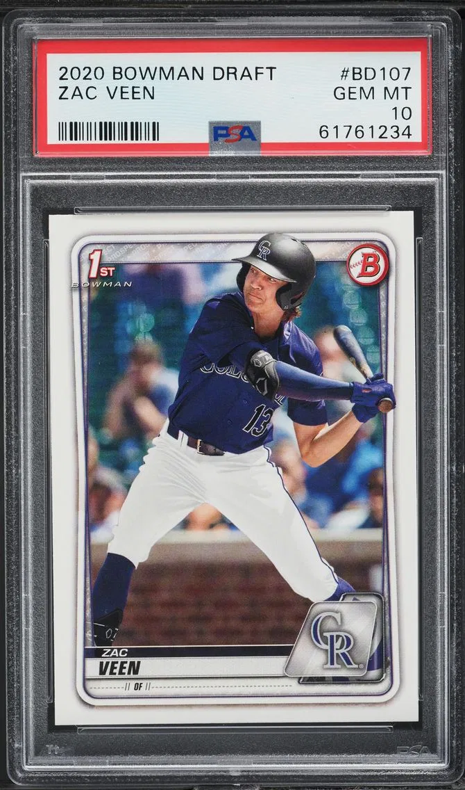 2020 Bowman Draft Zac Veen PROSPECT #BD-107 PSA 10 GEM MINT