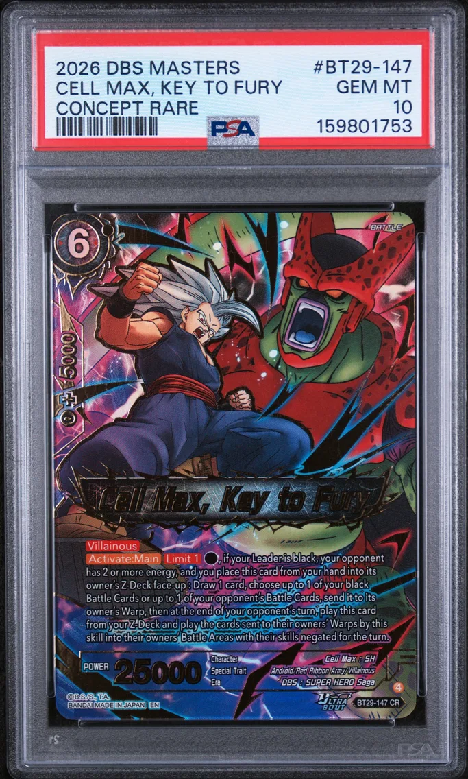 2026 #BT29-147 Cell Max, Key to Fury PSA 10 Dragon Ball Super Card Game Masters Series 29 Fearsome Rivals