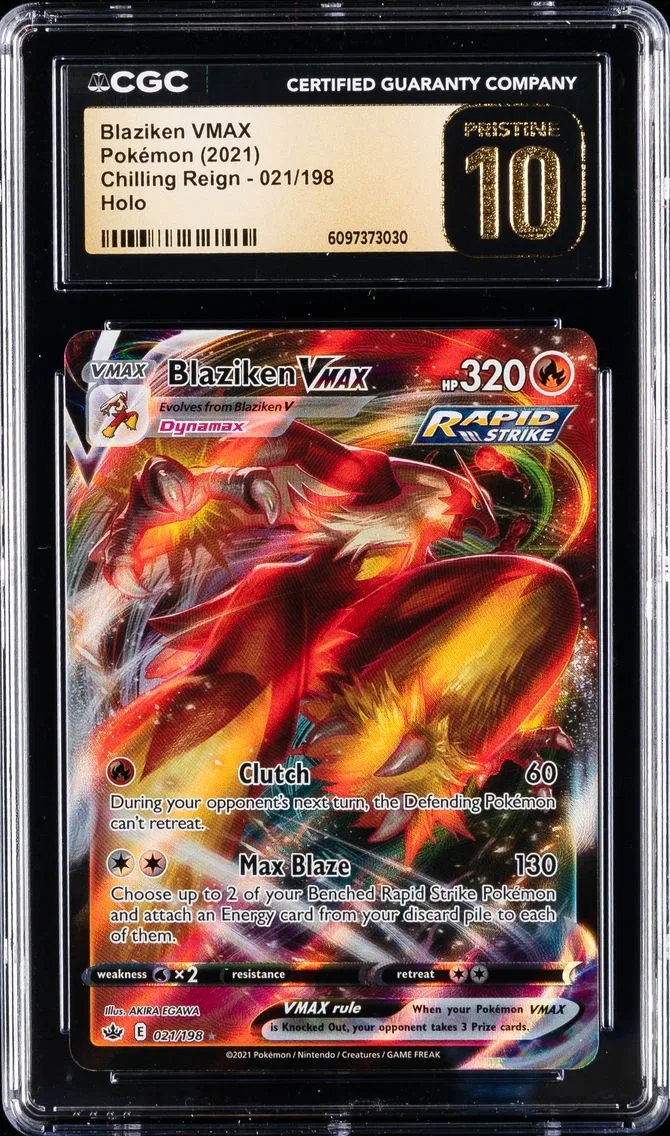 2021 #021 Full Art/Blaziken Vmax CGC 10 Pristine Sword & Shield Chilling Reign Pokemon