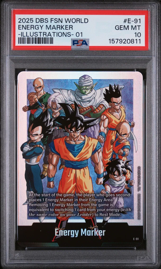 2025 #E-91 Energy Marker PSA 10 Dragon Ball Super Card Game Fusion World -Illustrations- 01