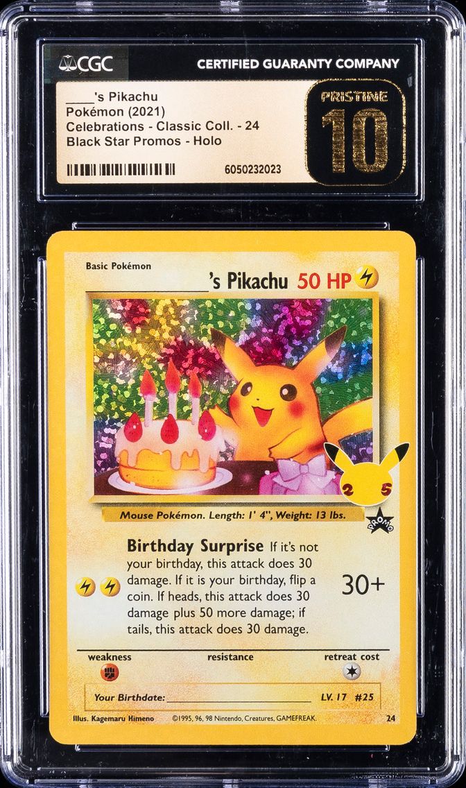 2021 #24 Birthday Pikachu-Holo CGC 10 Pristine Celebrations Classic Collection Pokemon