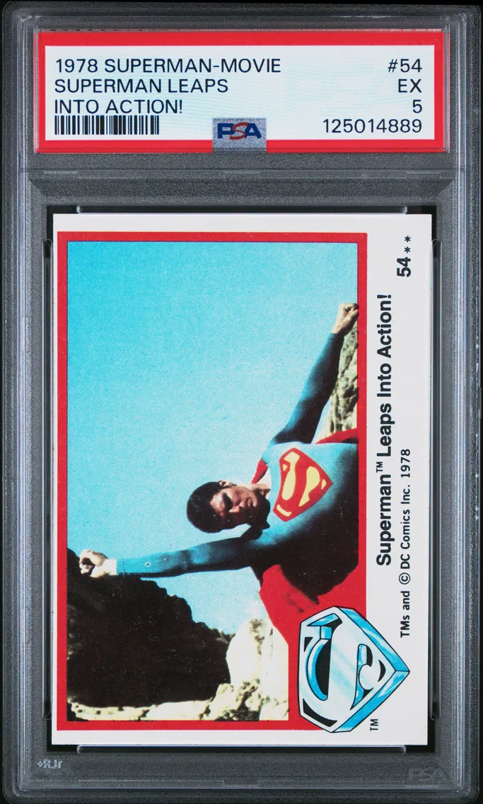 1978 #54 Superman Leaps Into Action! PSA 5 Topps Superman-Movie