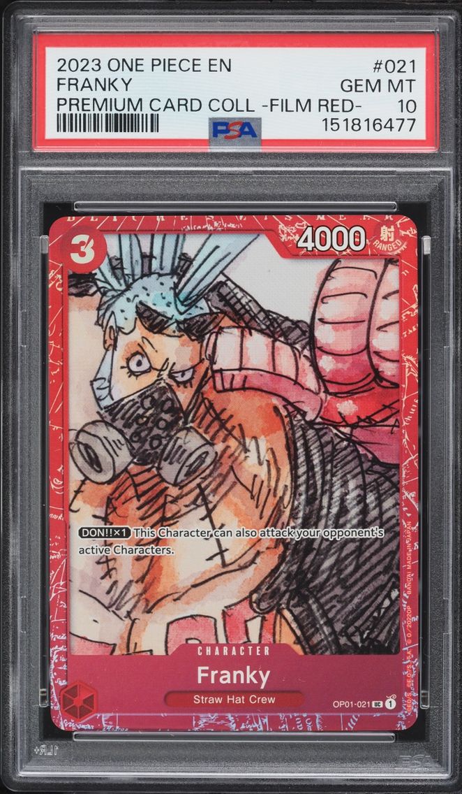 2023 #OP01-021 Franky PSA 10 One Piece Premium Card Collection Film Red