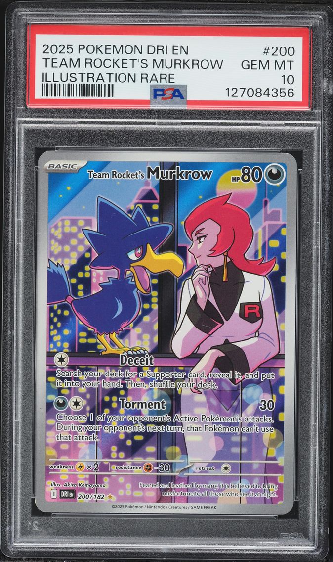 2025 #200 Team Rocket's Murkrow PSA 10 Dri EN-Destined Rivals Pokemon