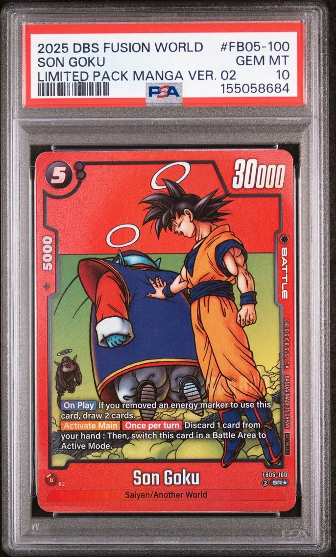 2025 #FB05-100 Son Goku PSA 10 Dragon Ball Super Card Game Fusion World Limited Pack Manga Version 02