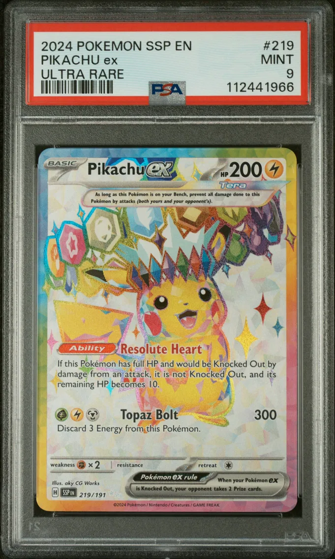 2024 #219 Pikachu EX PSA 9 Ssp EN-Surging Sparks
