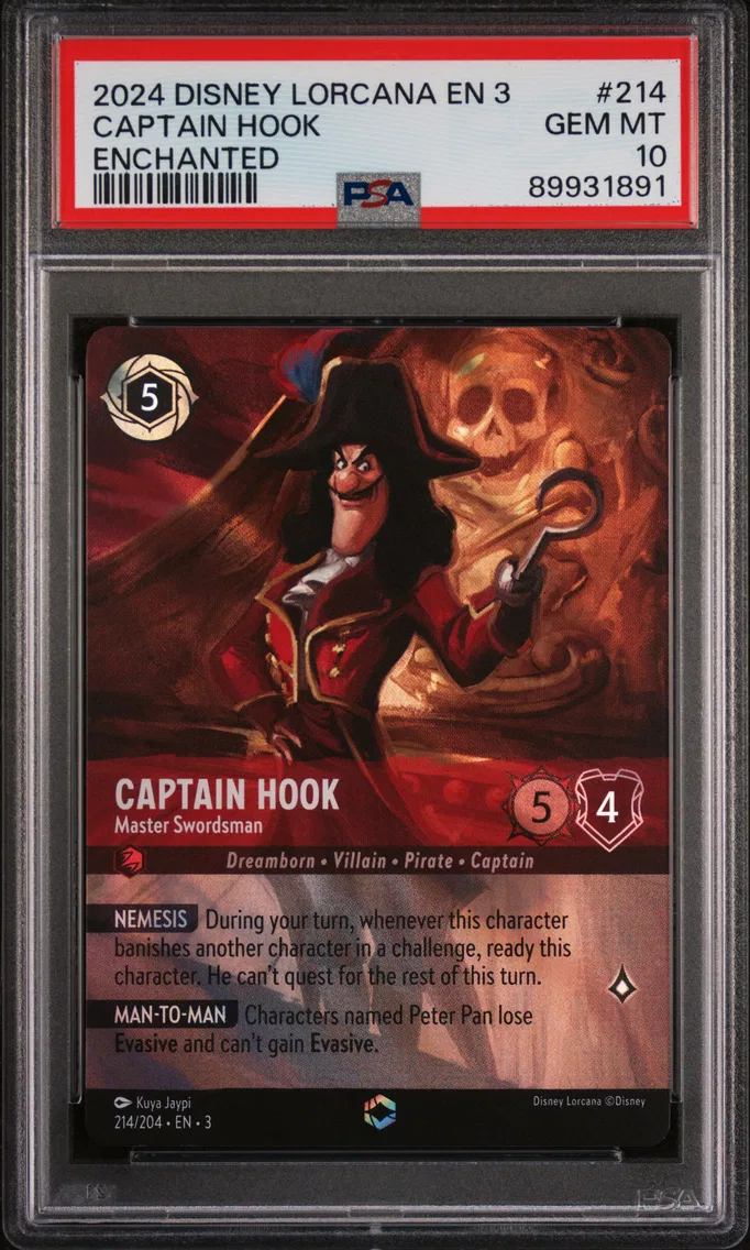 2024 #214 Captain Hook - Master Swordsman PSA 10 Disney Lorcana EN 3-Into the Inklands