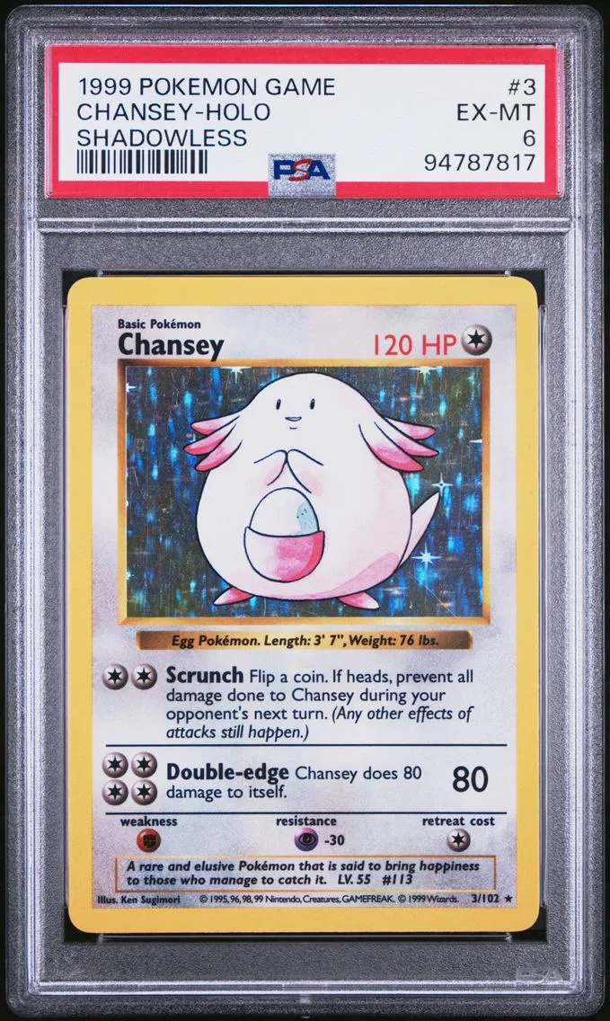 1999 #3 Chansey-Holo Shadowless PSA 6 Game
