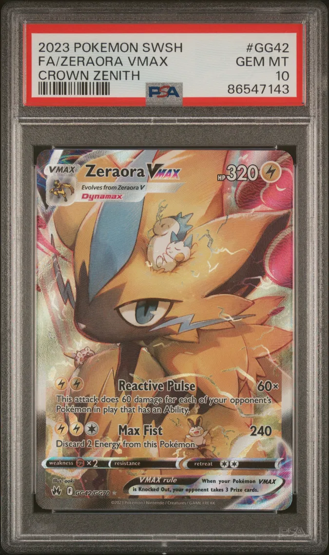 2023 #GG42 Full Art/Zeraora Vmax PSA 10 Sword and Shield Crown Zenith