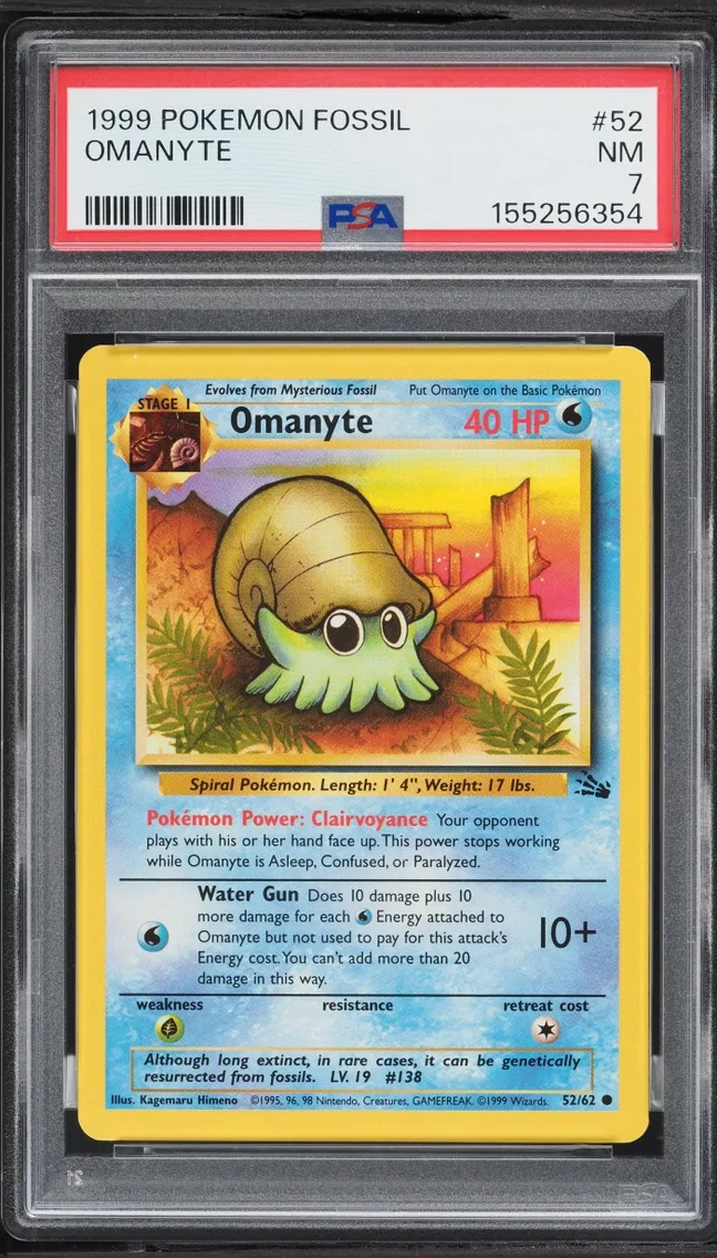 1999 #52 Fossil Omanyte NRMT PSA 7 Pokemon
