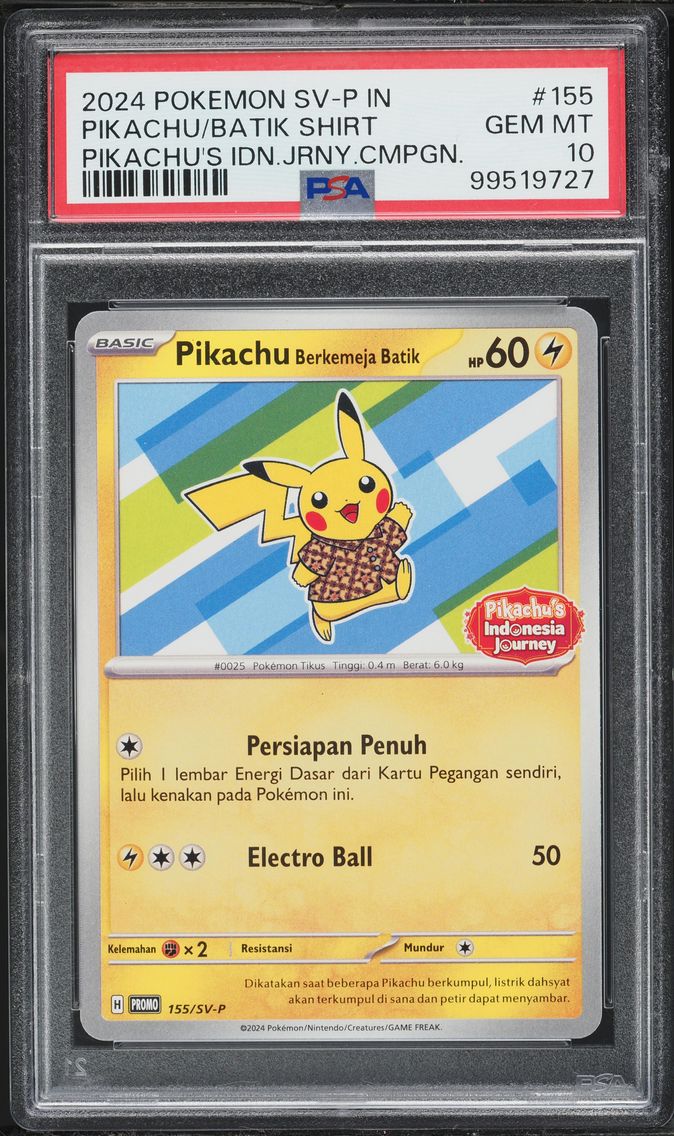 2024 #155 Pikachu in Batik Shirt PSA 10 Indonesian SV-P Promo Pokemon