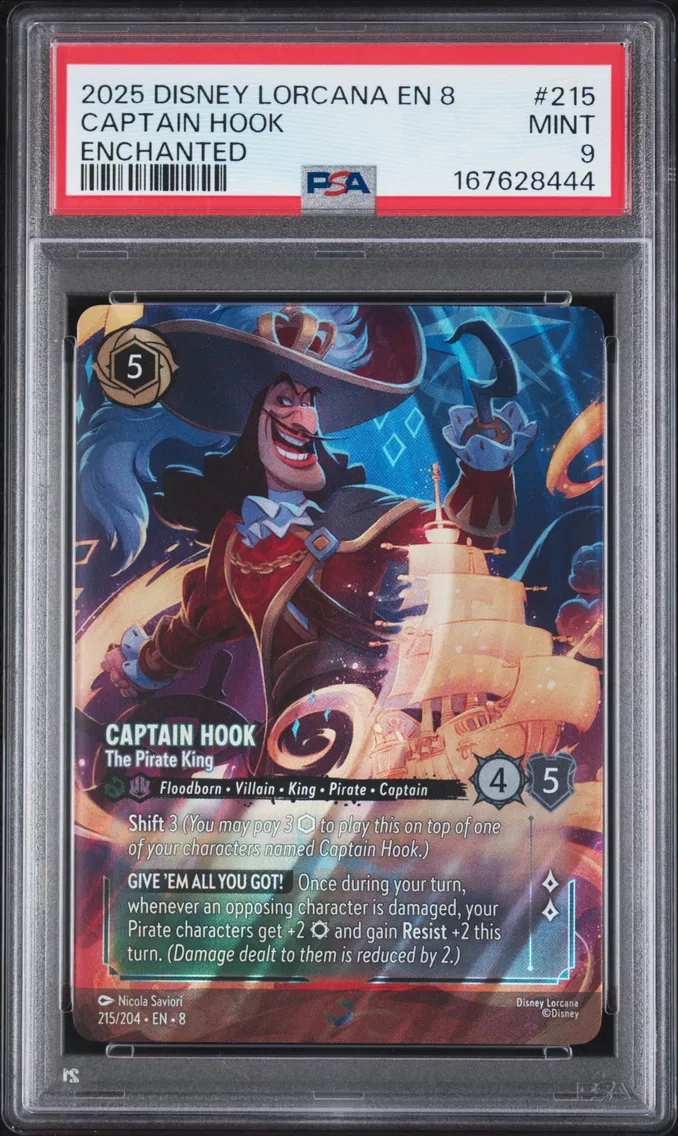 2025 #215 Captain Hook - the Pirate King PSA 9 Disney Lorcana EN 8-Reign of Jafar