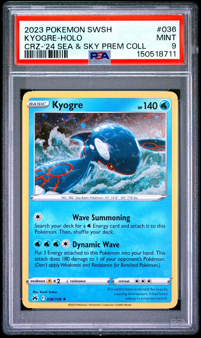 2023 #036 Kyogre-Holo PSA 9 Sword and Shield Crown Zenith