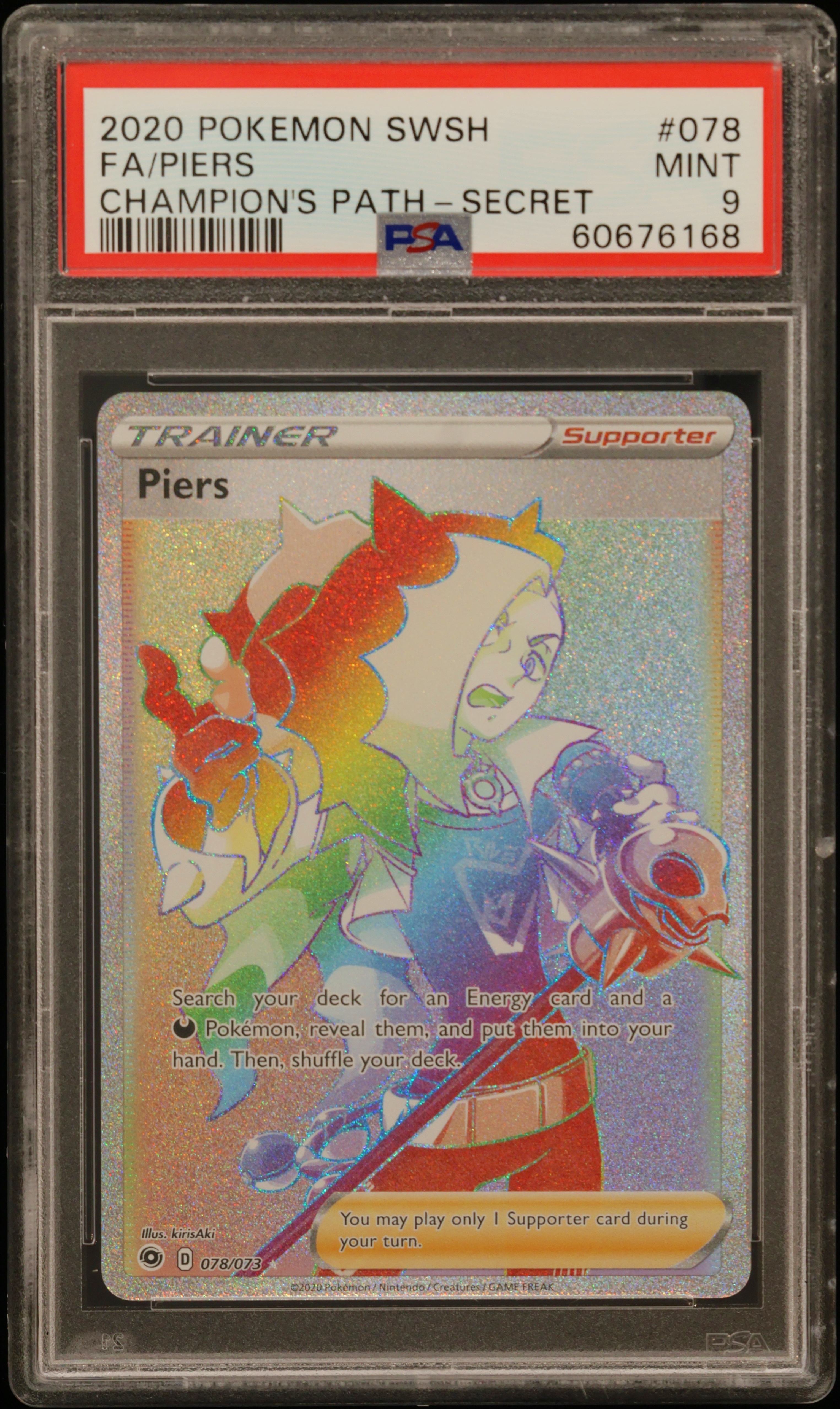2020 #078 Full Art/Piers PSA 9 Sword & Shield Champion'S Path