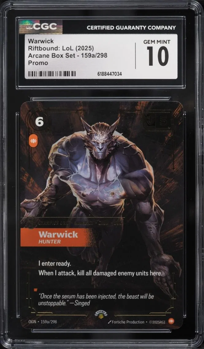 2025 #159a Warwick CGC 10 Riftbound League Of Legends LoL Promo Arcane Box Set
