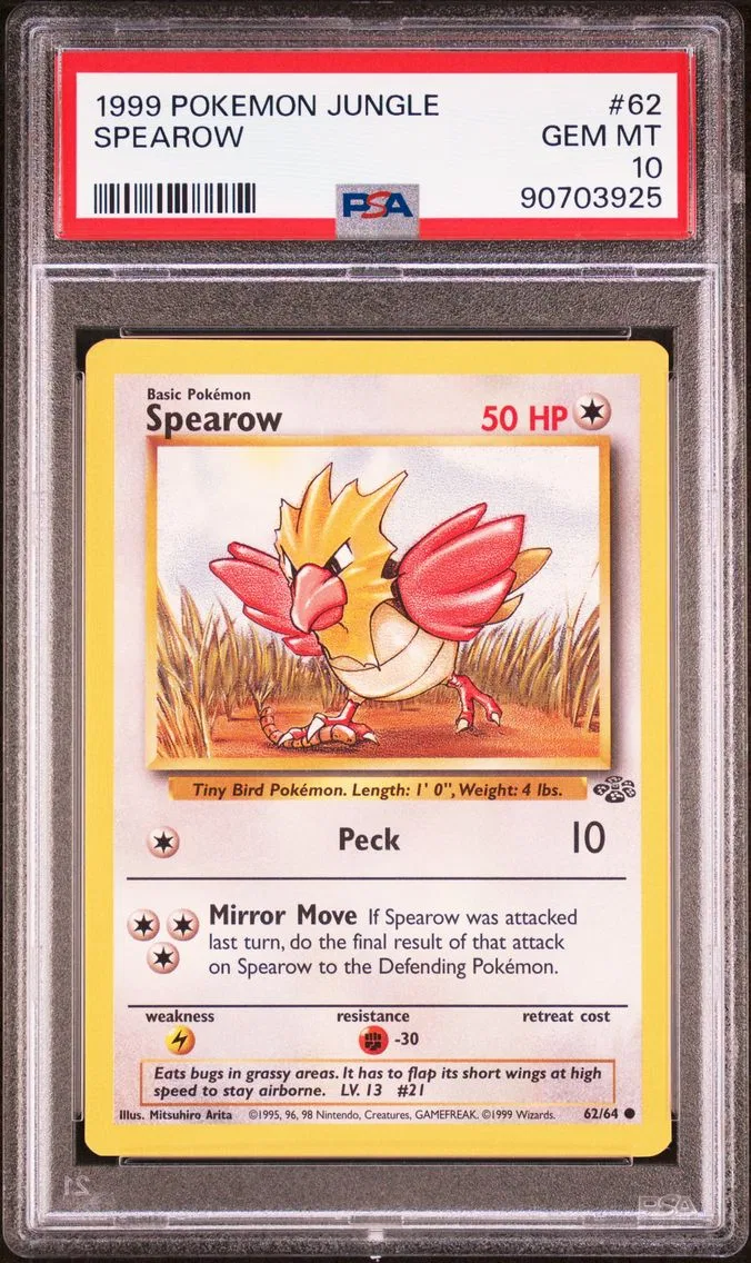1999 #62 Spearow PSA 10 Jungle