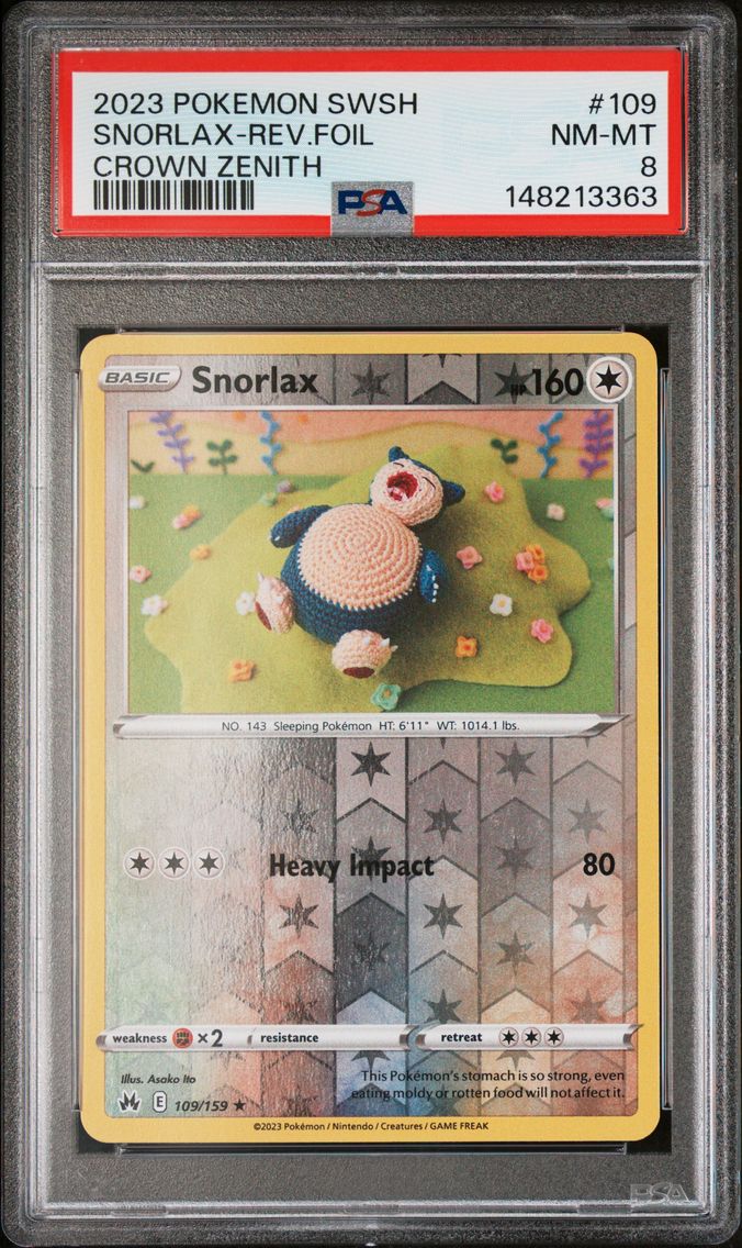 2023 #109 Snorlax-Reverse Foil PSA 8 Sword and Shield Crown Zenith Pokemon